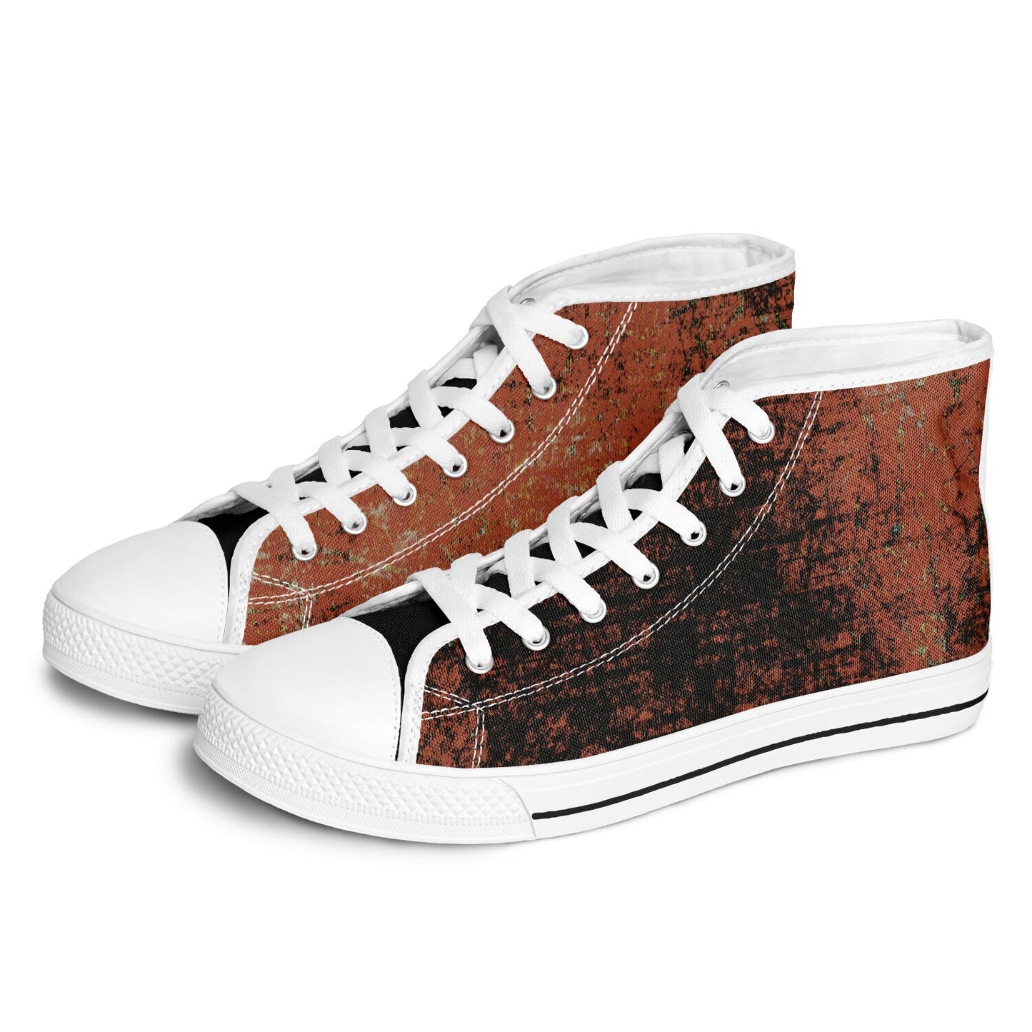 Desert Black and Orange High Top Shoes - White