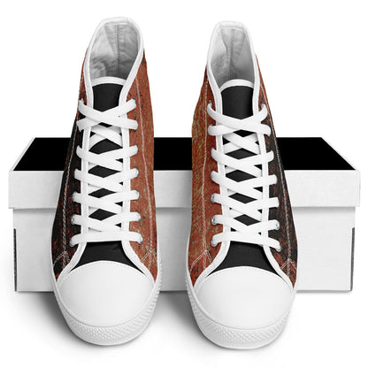 Desert Black and Orange High Top Shoes - White